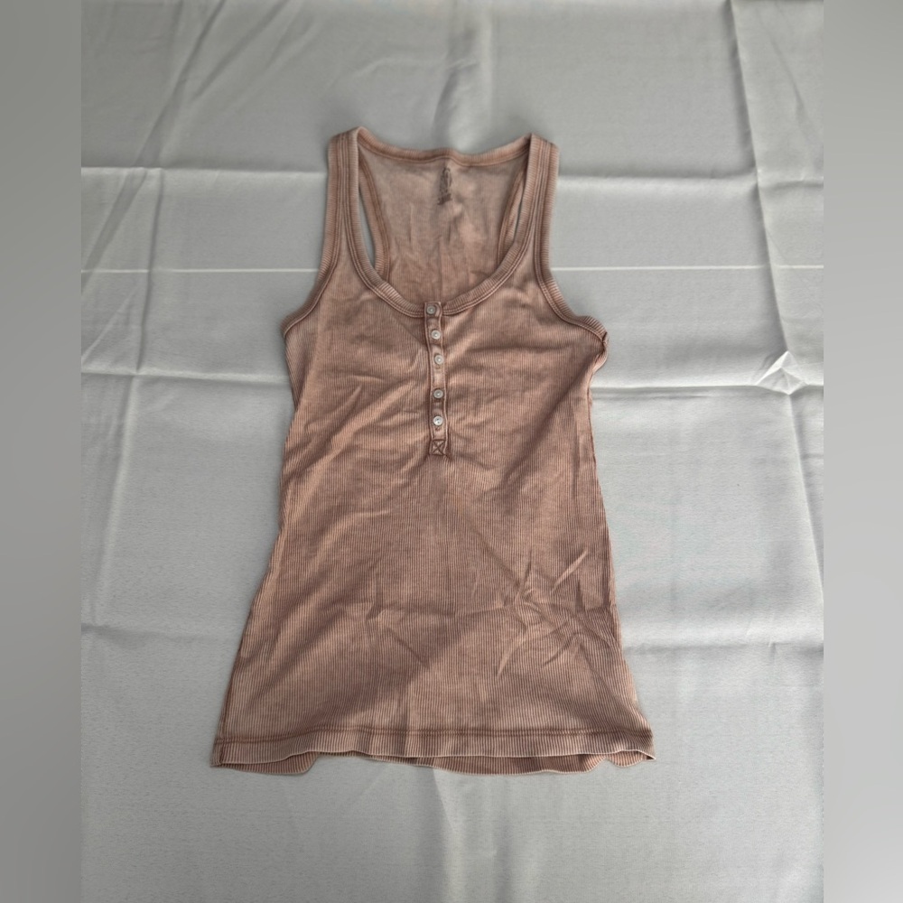 Aerie Real Soft small Henley Taupe tank Top
